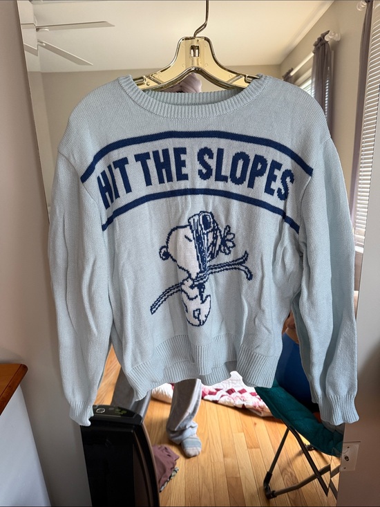 Peanuts Sweaters - Peanuts Light Blue 'Hit The Slopes' Graphic Crewneck Sweater